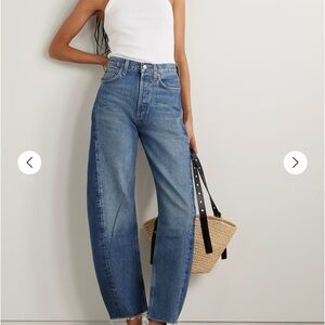 AGOLDE Luna frayed high-rise barrel-leg jeans